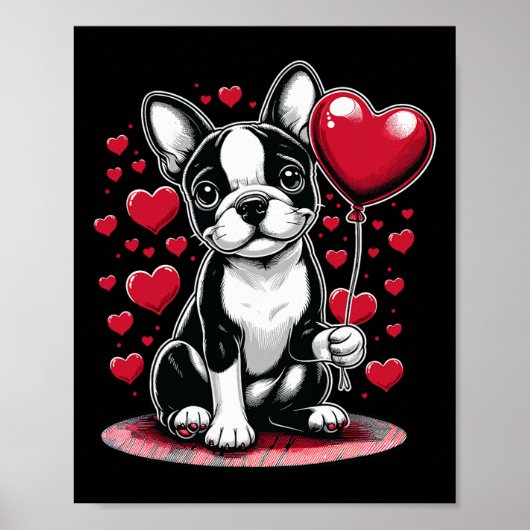 Poster Boston Terrier chien Saint-Valentin propriétaire d (Devant)