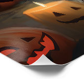 Poster Boston Terrier Citrouille Halloween effroi (Coin)