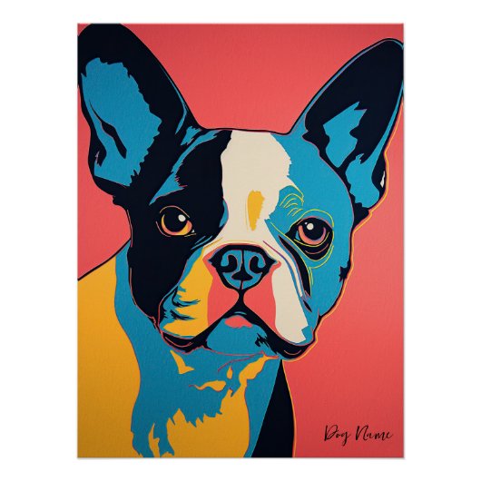 Poster Boston Terrier Dog 001 - Bruno Pokopen (Devant)