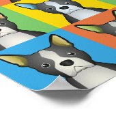 Poster Boston Terrier Dog Dessin-Art pop (Coin)
