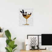 Poster Boston Terrier en verre à cocktail (Bureau à domicile)