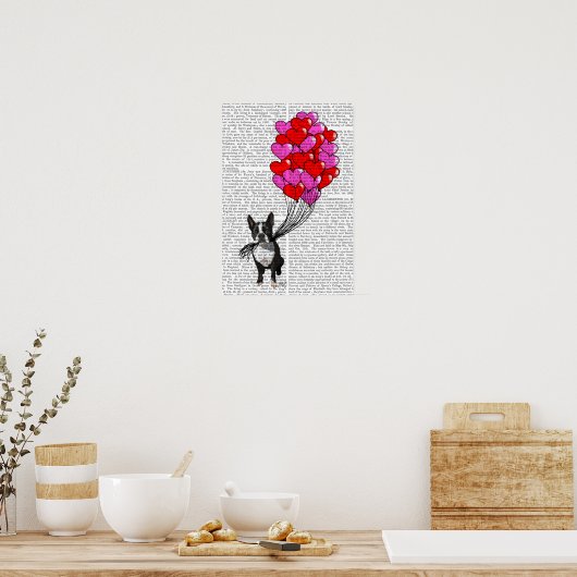 Poster Boston Terrier Et Ballons (Cuisine)