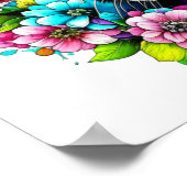 Poster Boston Terrier et Fleurs (Coin)