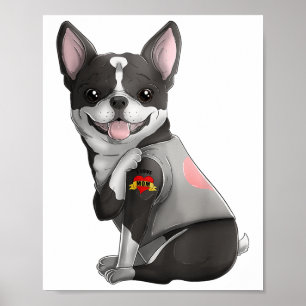Poster Boston Terrier I Love Maman Tattoo Chien Chemise M