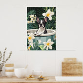 Poster Boston Terrier In Bathtub Poster, Funny Dog (Cuisine)