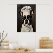 Poster Boston Terrier In Chefs Hat Poster, Pet Art (Cuisine)
