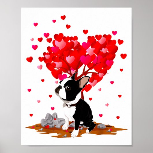 Poster Boston Terrier Lover Heart Shape Boston Terrier Va (Devant)