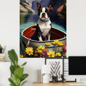 Poster Boston Terrier on a Paddle: A Scenic Adventure (Bureau à domicile)