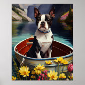 Poster Boston Terrier on a Paddle: A Scenic Adventure (Devant)