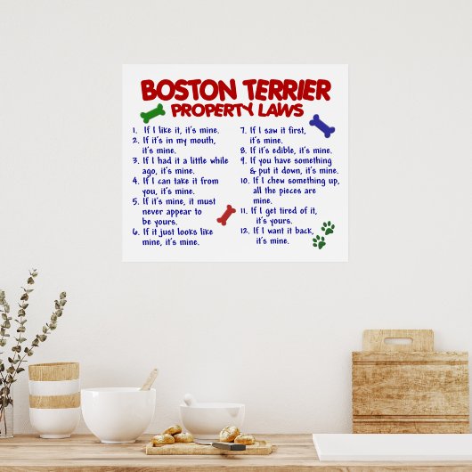 POSTER BOSTON TERRIER PL2 (Cuisine)