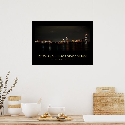 Poster Boston - Vue panoramique la nuit (Cuisine)