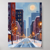 Poster Boston Winter | Massachusetts City Watercolor (Devant)