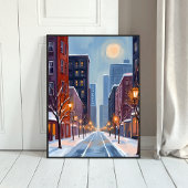 Poster Boston Winter | Massachusetts City Watercolor