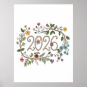 Poster Botanical 2026 Typography with Flowering Vines (Devant)
