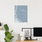 Poster Botanical Arch Garden Dusty Blue Wedding Welcome (Bureau à domicile)