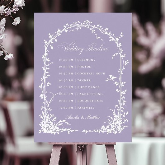 Poster Botanical Arch Garden Lavender Wedding Timeline