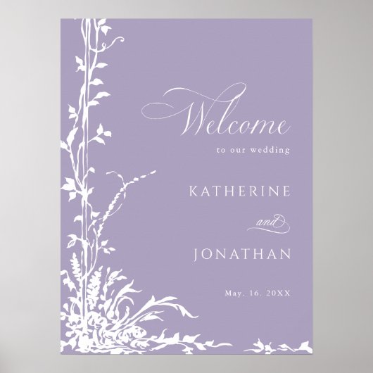 Poster Botanical Arch Garden Lavender Wedding Welcome (Devant)