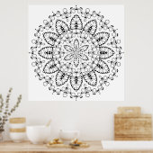 Poster Botanical Burst Mandala with Petal Ring Design (Cuisine)