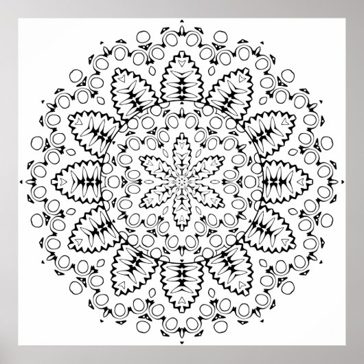 Poster Botanical Burst Mandala with Petal Ring Design (Devant)