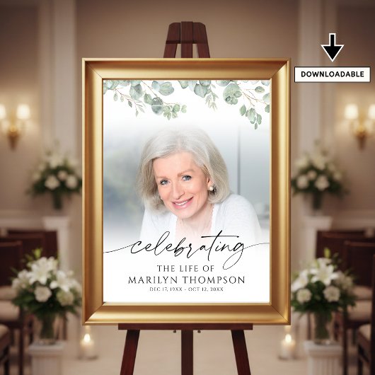 Poster Botanical Celebrating the Life of Photo Memorial