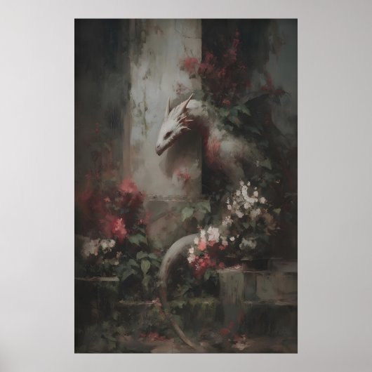 Poster Botanical Fantasy Dragon Art, Gothic Creature (Devant)