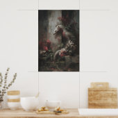 Poster Botanical Fantasy Dragon Art, Gothic Creature (Cuisine)