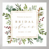 Poster Botanical Greenery Christmas Bridal Shower Welcome (Devant)