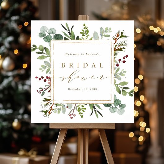 Poster Botanical Greenery Christmas Bridal Shower Welcome