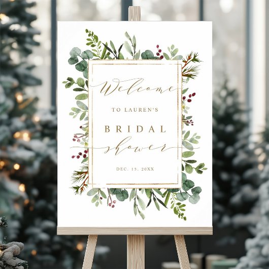 Poster Botanical Greenery Christmas Bridal Shower Welcome