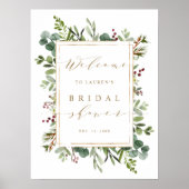 Poster Botanical Greenery Christmas Bridal Shower Welcome (Devant)