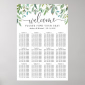Poster Botanical Greenery Welcome Mariage Seating Chart (Devant)
