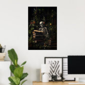 Poster Botanical Skeleton Library Print, Dark Academia (Bureau à domicile)