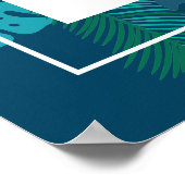 Poster Botanique Blue Beach Palm Bienvenue à notre Mariag (Coin)