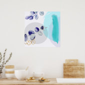 Poster Botanique Boho Cyan Pourpre (Cuisine)
