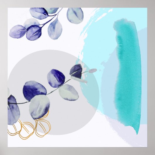Poster Botanique Boho Cyan Pourpre (Devant)