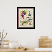 Poster botanique du vin rouge (Cuisine)