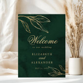 Poster Botanique Emerald Gold Elegant Wedding Welcome