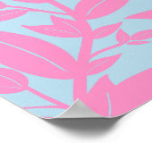 Poster Botanique Feuille Rose Et Bleu (Coin)