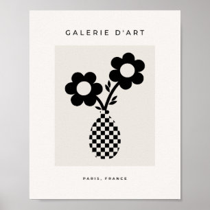 Poster Botanique Florale Noir Et Beige