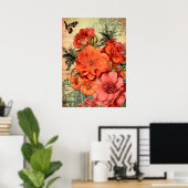 Poster Botanique Florale Orange (Bureau à domicile)