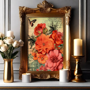 Poster Botanique Florale Orange