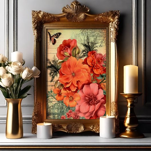 Poster Botanique Florale Orange