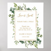 Poster Botanique Gold Love is Sweet Dessert Bar Panneau (Devant)