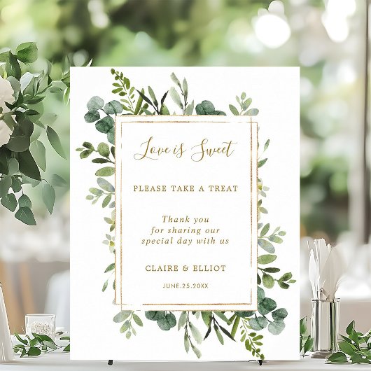 Poster Botanique Gold Love is Sweet Dessert Bar Panneau