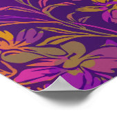 Poster Botanique Gras Motif Floral dans pourpre foncé (Coin)
