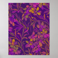 Botanique Gras Motif Floral dans pourpre foncé