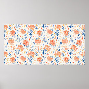 Poster Botanique Linocut Baroque Fleur Motif. Vi sans fai