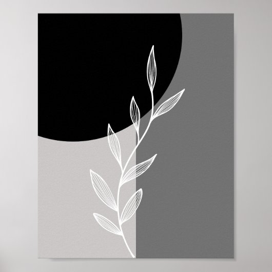 Poster Botanique minimaliste gris noir (Devant)