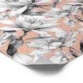 Poster Botanique noir blanc rose or parties scintillant f (Coin)