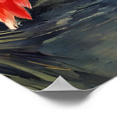 Poster Botanique Rainforest Flamant rose rose Vintage (Coin)